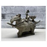 Vtg. Korean Warrior Sculpture On Horse.