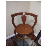 Vintage Round Wood Corner Barrel Horsehoe Chair