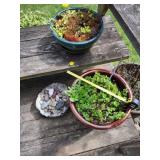 2 Outdoor Pots and misc lot