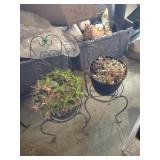 2 Outdoor Pots, Plants and Stands
