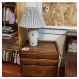 End Table with Lamp and contents