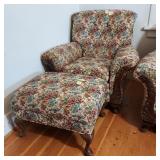 Floral Armchair with Ottoman