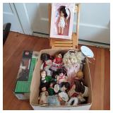 Vtg Collectible Dolls, Folding Doll Chair and
