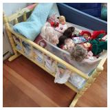 Doll Cradle, Bedding and Misc Dolls