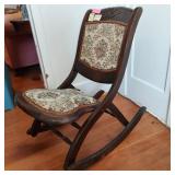 Vtg Folding Wooden Rocking Chair