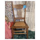Vtg Victorian pressed-back Oak Chair with Cane