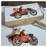 Vtg Wind up Motorcycle and Sidecar Toy