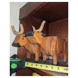 Wooden Carved Cows