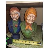 Vtg Salty Dog and Sea Hag Ceramic Bust Figurines