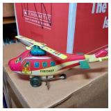 Vtg Firechief Windup Helicopter Toy