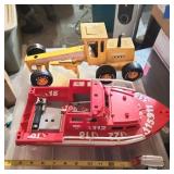 Nylint Grader and Fisher Price Boat Toys