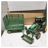 Vtg John Deere Die Cast Tractor with Bale Throw