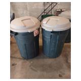 2 Empty Garbage Cans with Lids