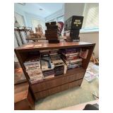 Side Table With VHS Movies and Misc