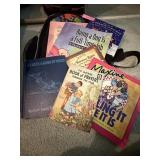 Vtg Books and Colorful Backpack