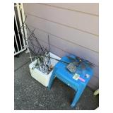 2 Side Tables and Garden Art