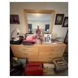Wooden Dresser and Mirror, bidder responsible for
