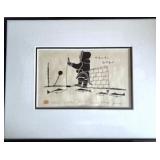 INUIT PRINT 'ESKIMO WOMAN FISHING' by Henry N