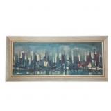 MCM Framed Art on Board 'Future City' by Ozz