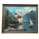 LARGE VINTAGE ORIGINAL PAINTING IN FRAME