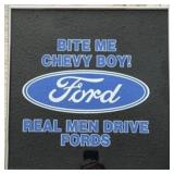 'BITE ME CHEVY BOY' POSTER IN FRAME.  16' X 16'