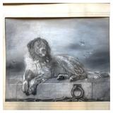 LARGE ORIGINAL CHARCOAL PAINTING OF DOG