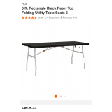 HDX 6ft Rectangle Black Resin Top Folding Utility Table