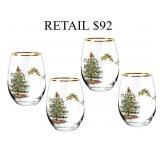 Spode Christmas Tree 4Pc Stemless Wine Glasses #5