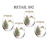 Spode Christmas Tree 4Pc Stemless Wine Glasses #5