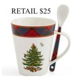 Spode Christmas Tree Tartan Mug & Spoon Set #1.3