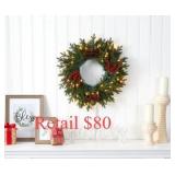 Nearly Natural 24ï¿½ Green Pine Wreath +light  #5.72