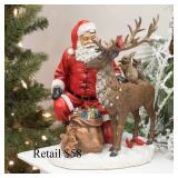 Napco 12" Festive Red Santa with Reindeer 4.5