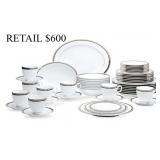 Noritake Austin Platinum 50Pc Dinnerware Set #53.1