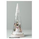 Lenox ï¿½ Lit Christmas Cone + Snowman Scene#5.89