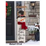 Glitzhome Wooden Christmas Snowman Porch Sign#6.44