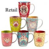 Francesca ï¿½ Set of 6 Porcelain Mugs (14 oz.) R$59