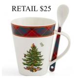 Spode Christmas Tree Tartan Mug & Spoon Set #1.3