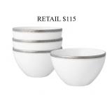 Noritake Charlotta Platinum 4 Pc Bowls Set #7.6