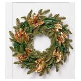 Holiday Lane Green & Gold Floral Wreath