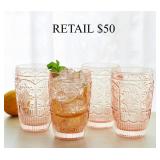 Trestle Highball Glasses Set of 4, Blush