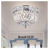 Landek Chrome 10-inch Crystal Ceiling Lamp