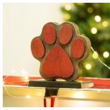 Glitzhome 6.30"H Wooden/Metal Paw Stocking Holder