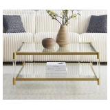 Royal Crest 34" Acrylic Glass 2-Tier Coffee Table