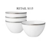 Noritake Charlotta Platinum 4 Pc Bowls Set #7.6