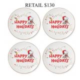 Lenox Snoopy & Woodstock Holiday Accent Plates,4Pc