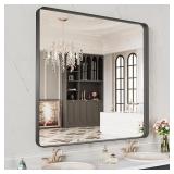 LOAAO 40x38" Black Metal Bathroom Mirror $189