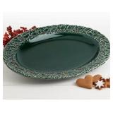 Tabletops Green Holly 16" Oval Platter #2.30