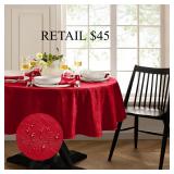 Elrene Home 90" Tablecloth, Round, Red #6
