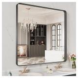 LOAAO 40x38" Black Metal Bathroom Mirror $189