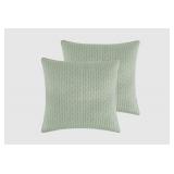 #7 Euro Sham-Set Of 2 Cotton Cross Stitch Sage